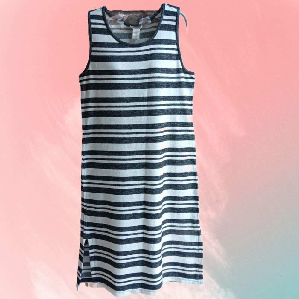 MATTY M Women's Stripe Charcoal Sleeveless Tank Dress Size M